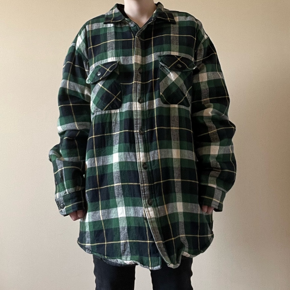 SOLD ON DEPOP: Green Falls Creek flannel insulated jacket: size XL